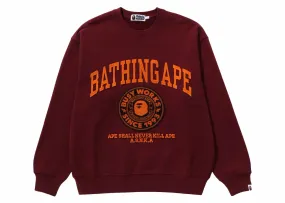 BAPE BAPE College Graphic Crewneck Burgundy
