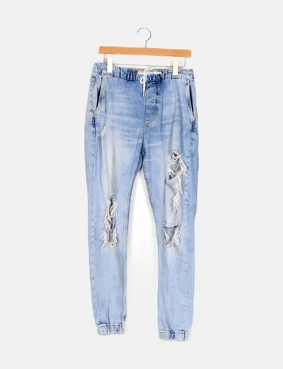 Bershka Pantalón denim jogger