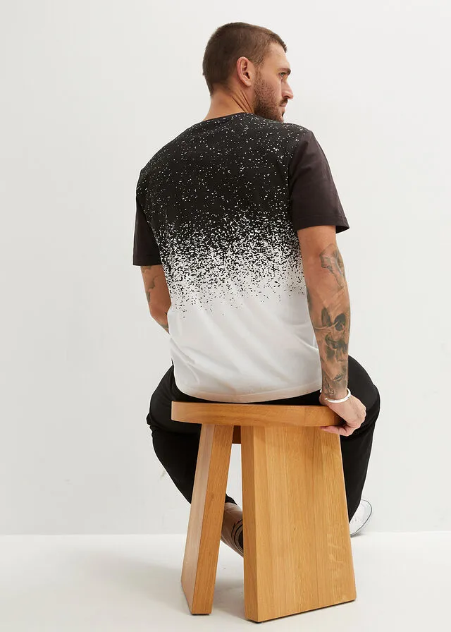 Camiseta blanco-negro estampado