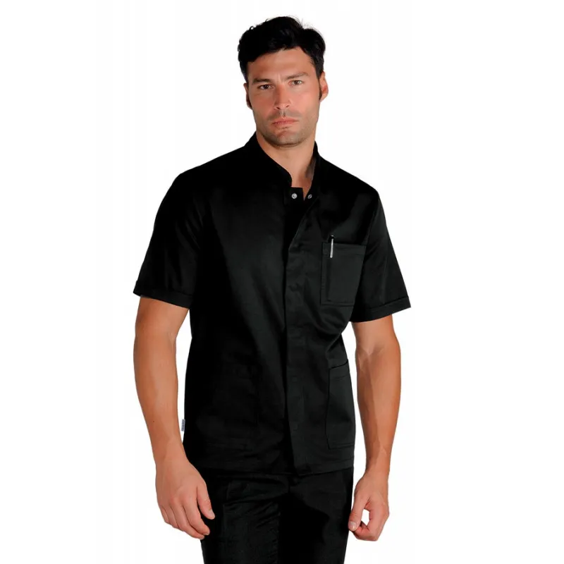 Casaca hombre Corfú negra de manga corta Isacco - Oferta talla XXL