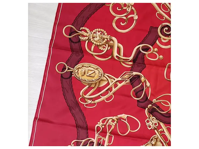 Hermès carré Lift perfil, pañuelo diseñado por Shan Merry. Roja 