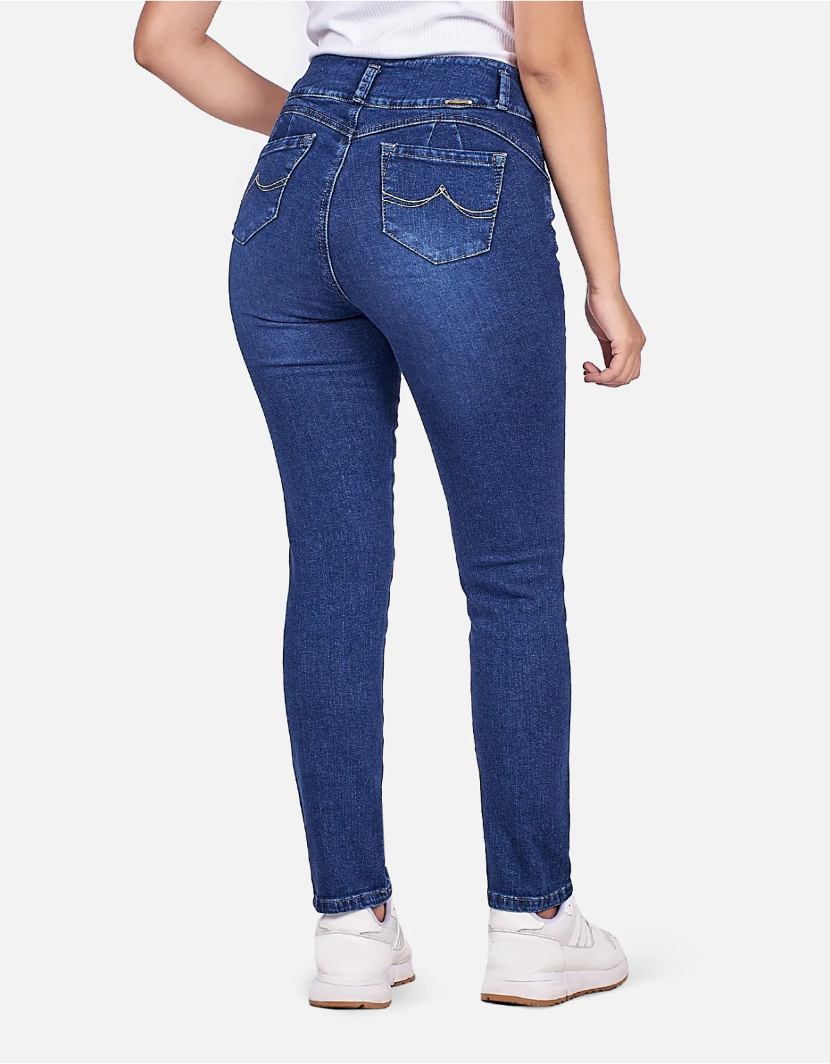 Jean semi recto azul tiro alto mm