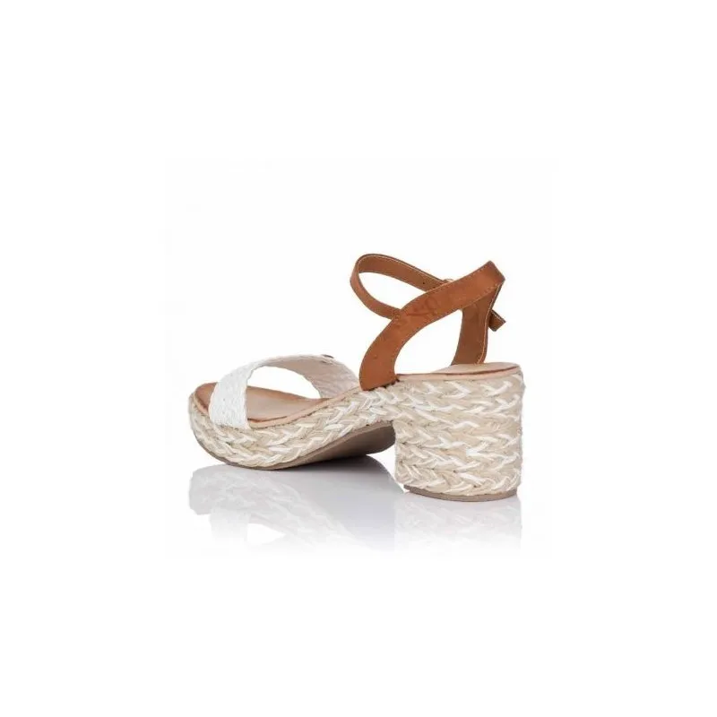Mandarina 635 blanco - sandalia de tacón imitando yute