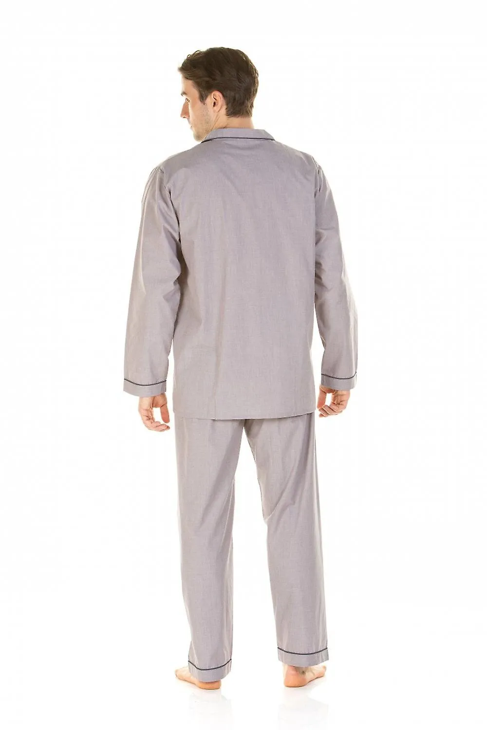 Men's Haigman Classic Mens Marl Effect Full Length Easycare Grey Pyjama Sets