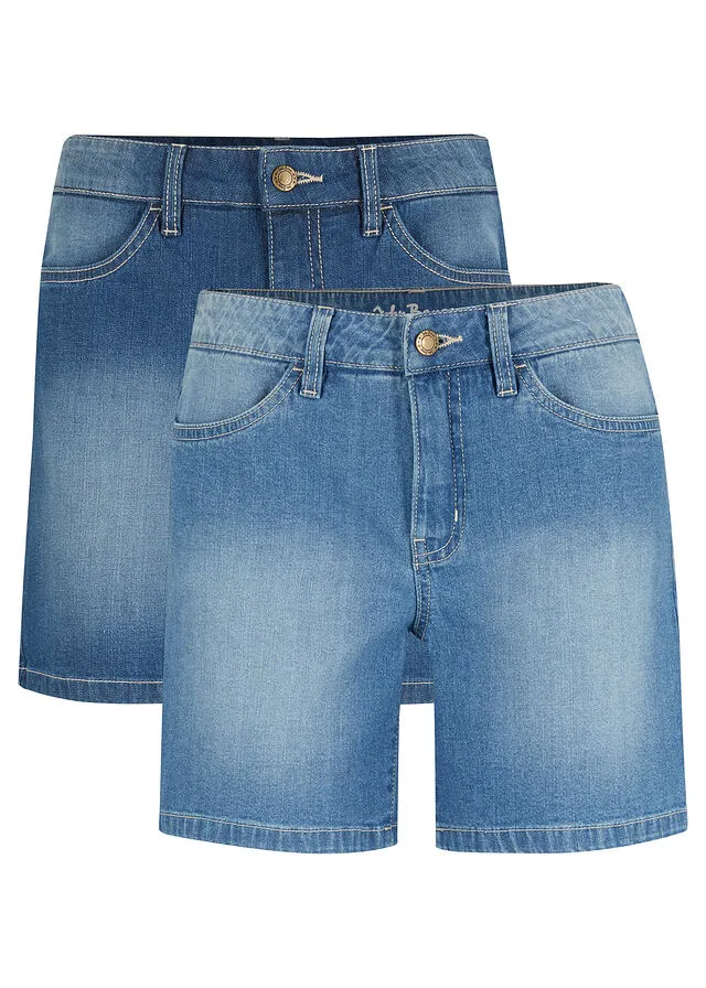 Pantalón corto vaquero Azul claro + azul desgastado