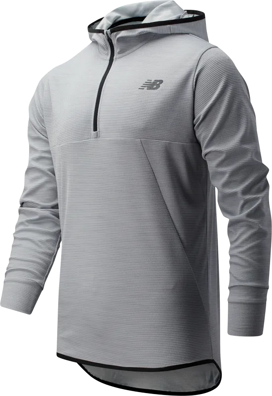 Polerón Running Hombre New Balance Tenacity Hooded Quarter Zip Gris