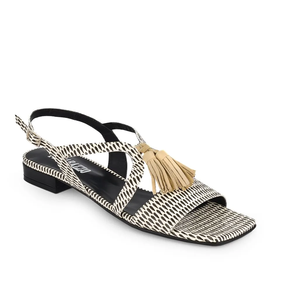 Sandalia Zebra blanca y negra