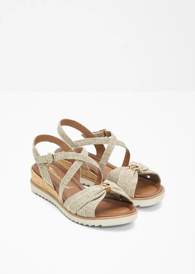 Sandalias de tacón con cuña Beige