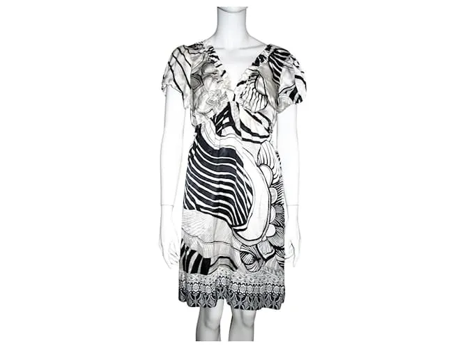 Vestido floral de seda en blanco y negro de Joseph 