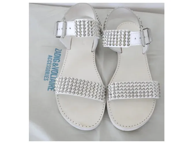 Zadig & Voltaire sandalias blancas tachonadas Blanco 